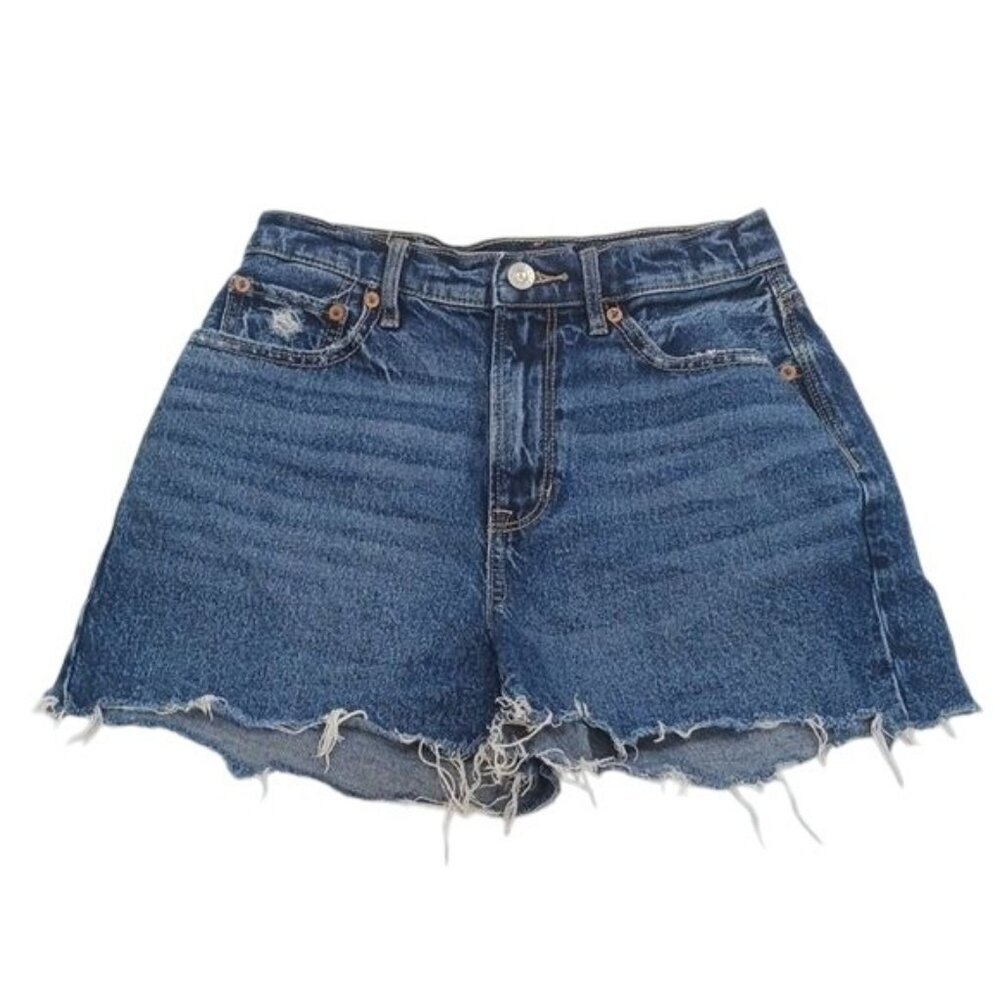 American Eagle Womens High Rise 90s Boyfriend Denim Shorts Size 0 Distress